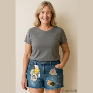 Upcycled Medium Wash Denim Shorts Patchwork Bohemian Hippie Size 12